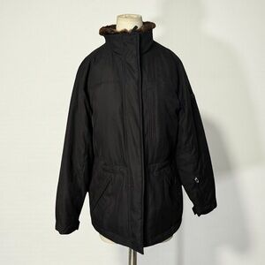 Lauren Ralph Lauren Ski Down Feather Black Parka Coat Faux Fur Size